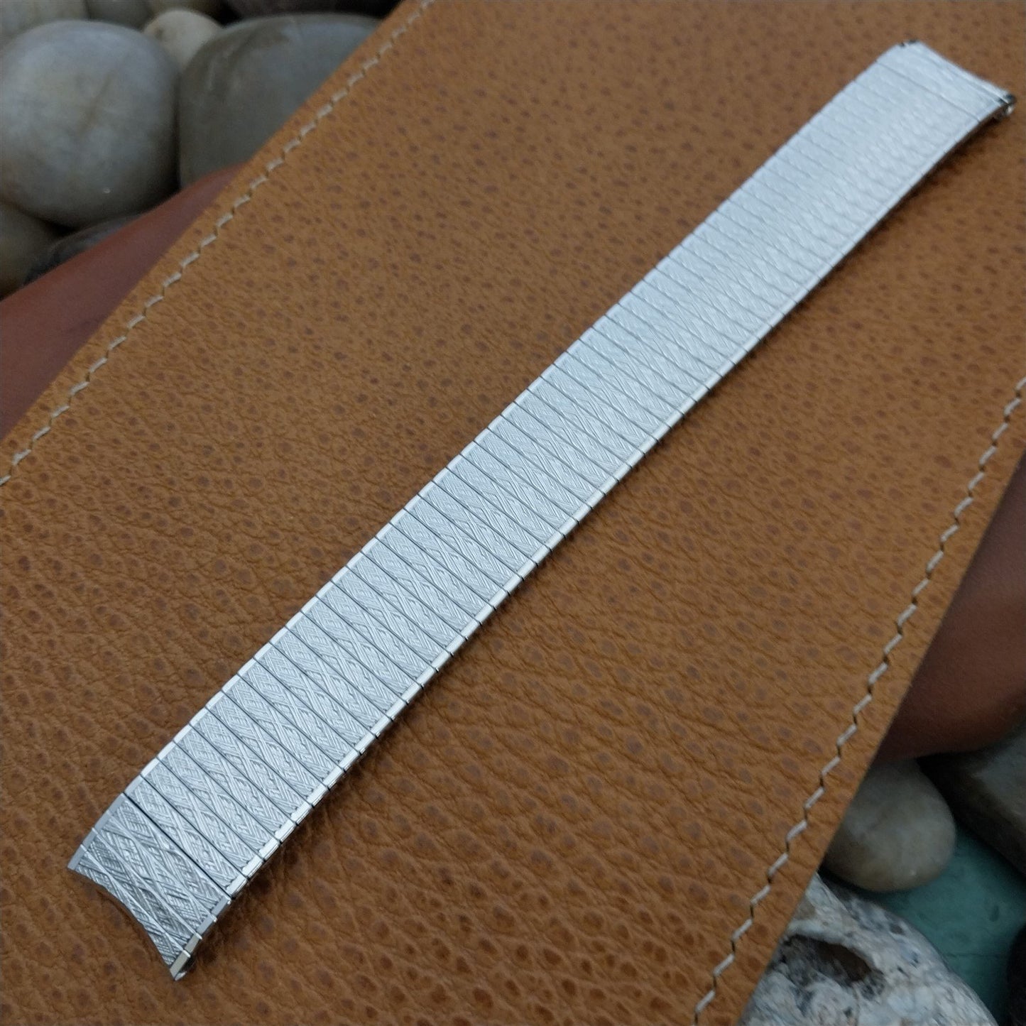 10K White Gold-Filled Speidel Curved Thinline 17.2mm Vintage Watch Band