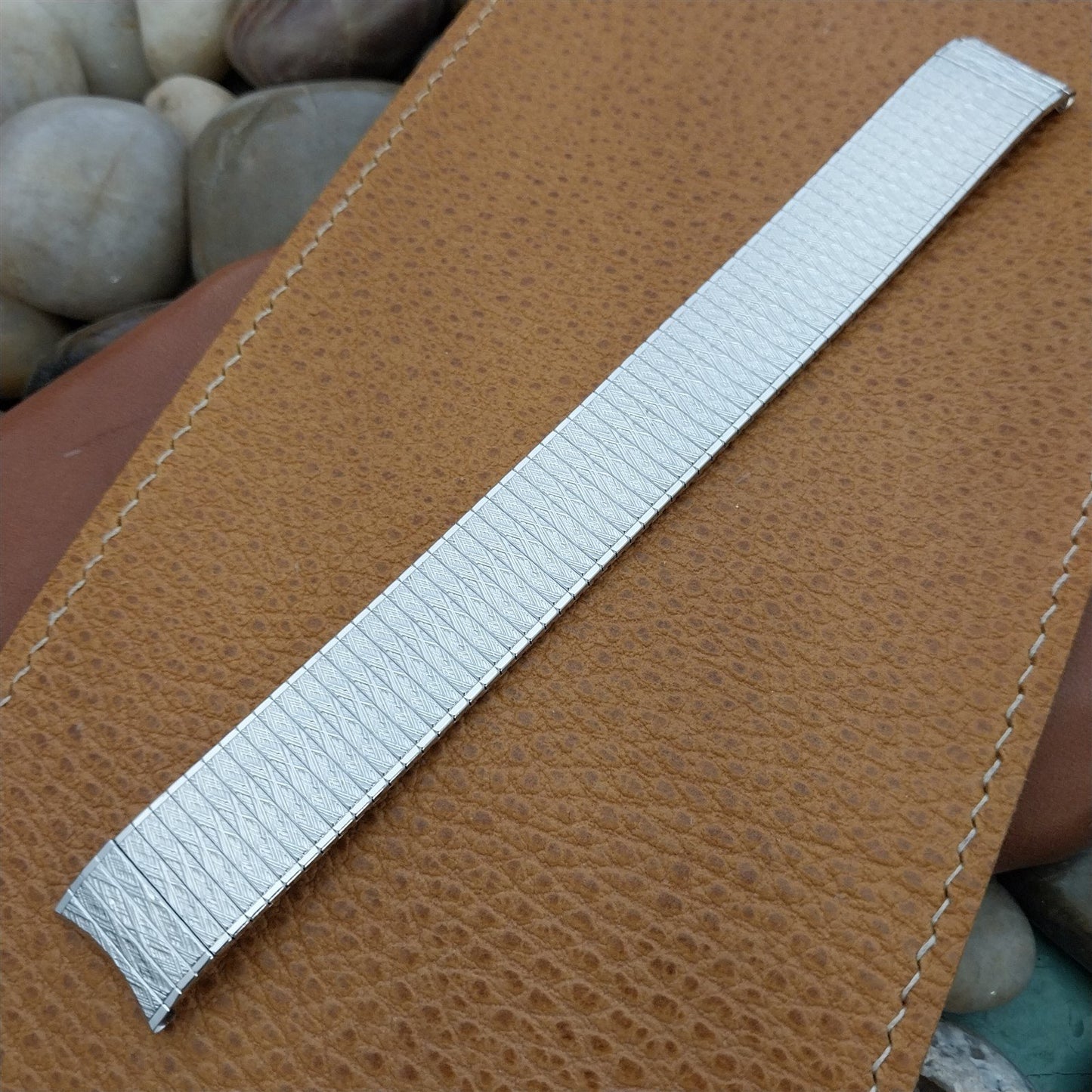 10K White Gold-Filled Speidel Long Thinline 17.2mm Vintage Watch Band