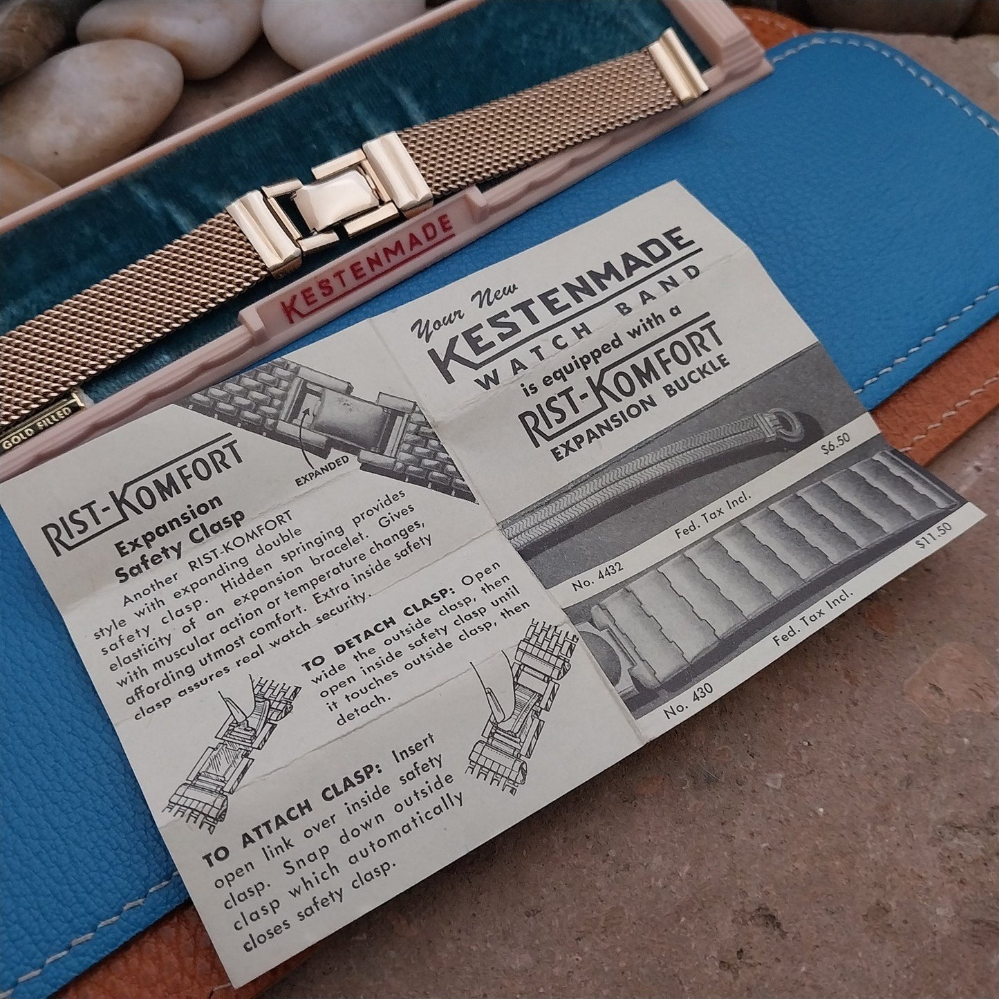 12K Gold-Filled Mesh 15.3mm Kestenmade Unused Classic 1940s Vintage Watch Band