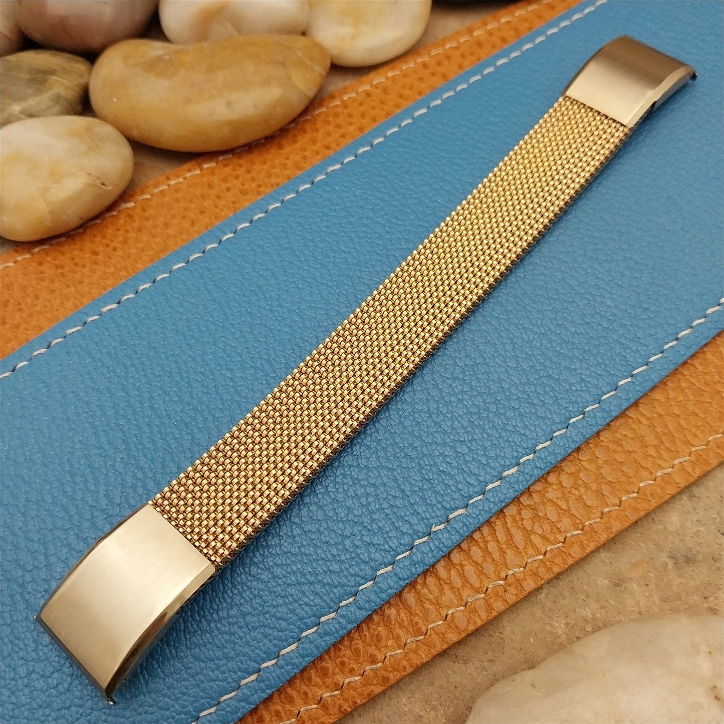 Vintage 18mm 19mm 14k Gold HGE Expansion Mesh Evinger USA Unused Watch Band