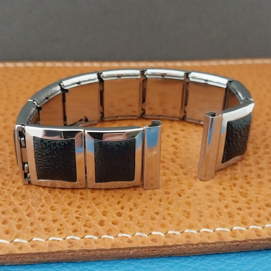 Mark VII USA Stainless Steel & Black 1950s Vintage Watch Band 16mm 18mm 19mm