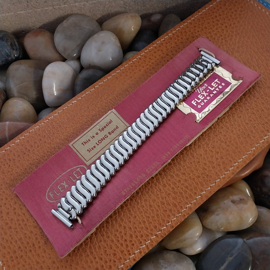 Vintage 1951 Flex-Let 5/8" Stainless Steel Classic Stretch Unused Watch Band