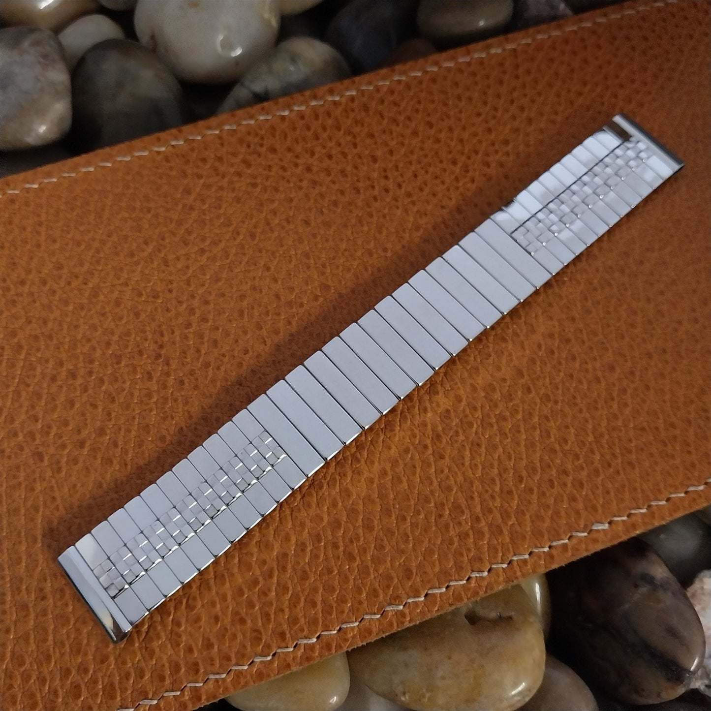 Vintage 1950s 17.2mm Flex-Let Domino 10k White Gold Filled Expansion Watch Band