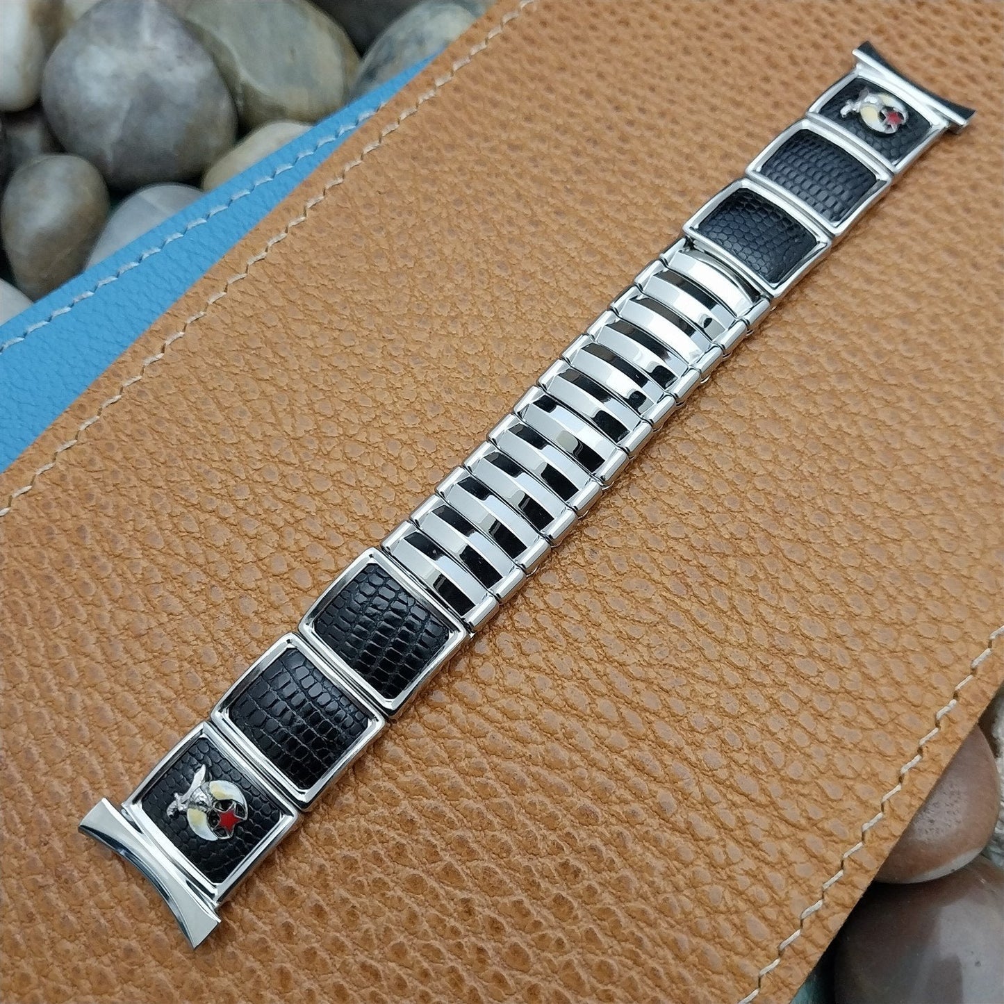 1950s Shriner Stainless Steel & Lizard JB Champion Mason Vintage Watch Band