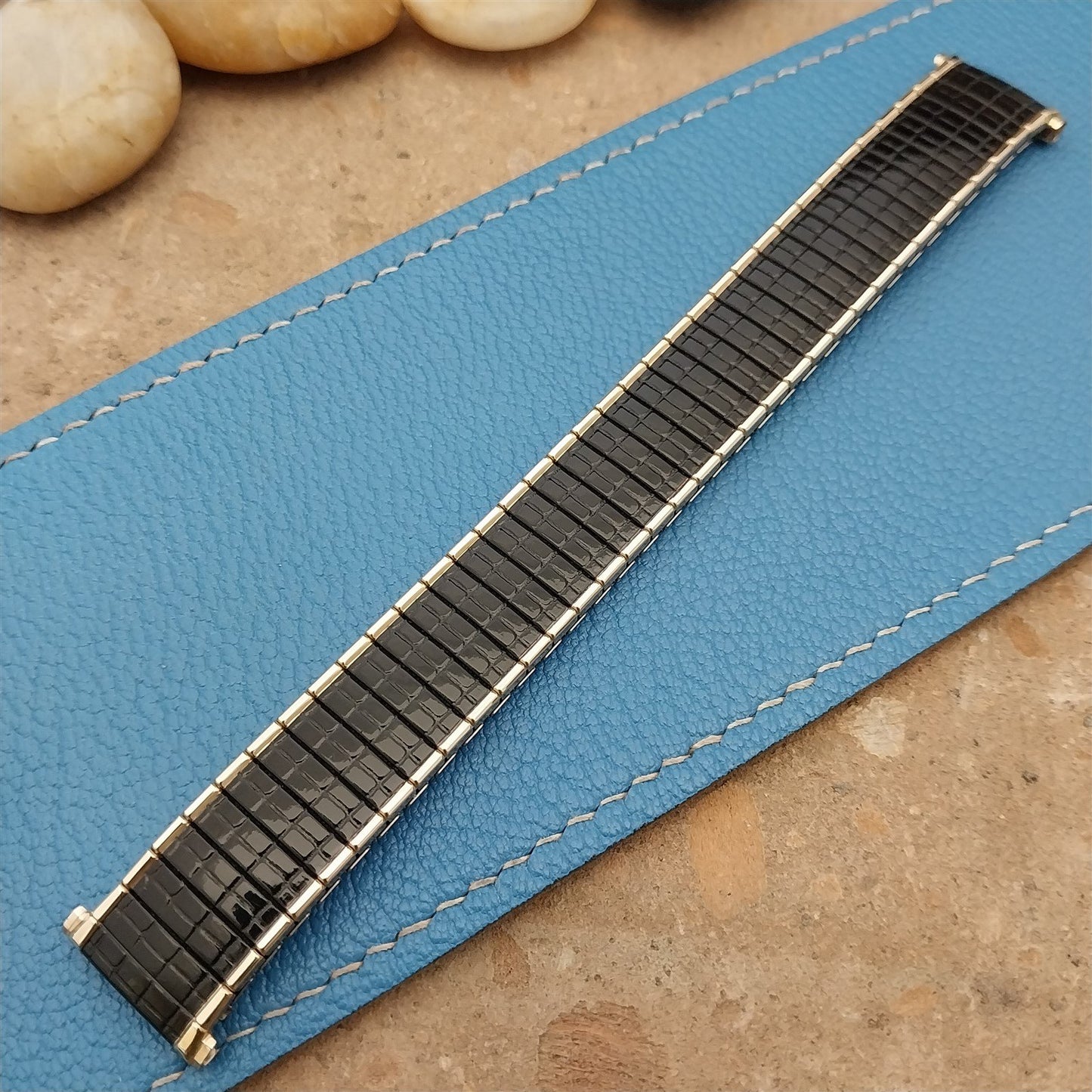 19mm 18mm 17mm Speidel Romunda Black & Gold-Filled 1969 Vintage Watch Band