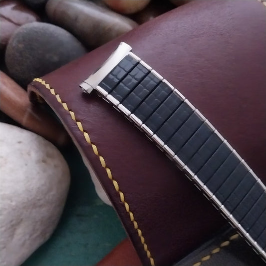 19mm 18mm 16mm Long Speidel USA Black& Stainless Steel Romunda Unused Watch Band