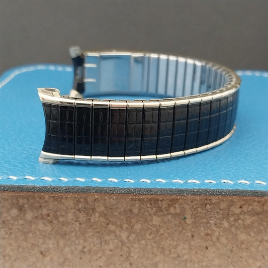 Speidel Black & Gold Romunda Calendar 19mm 18mm 17mm 1970s Vintage Watch Band