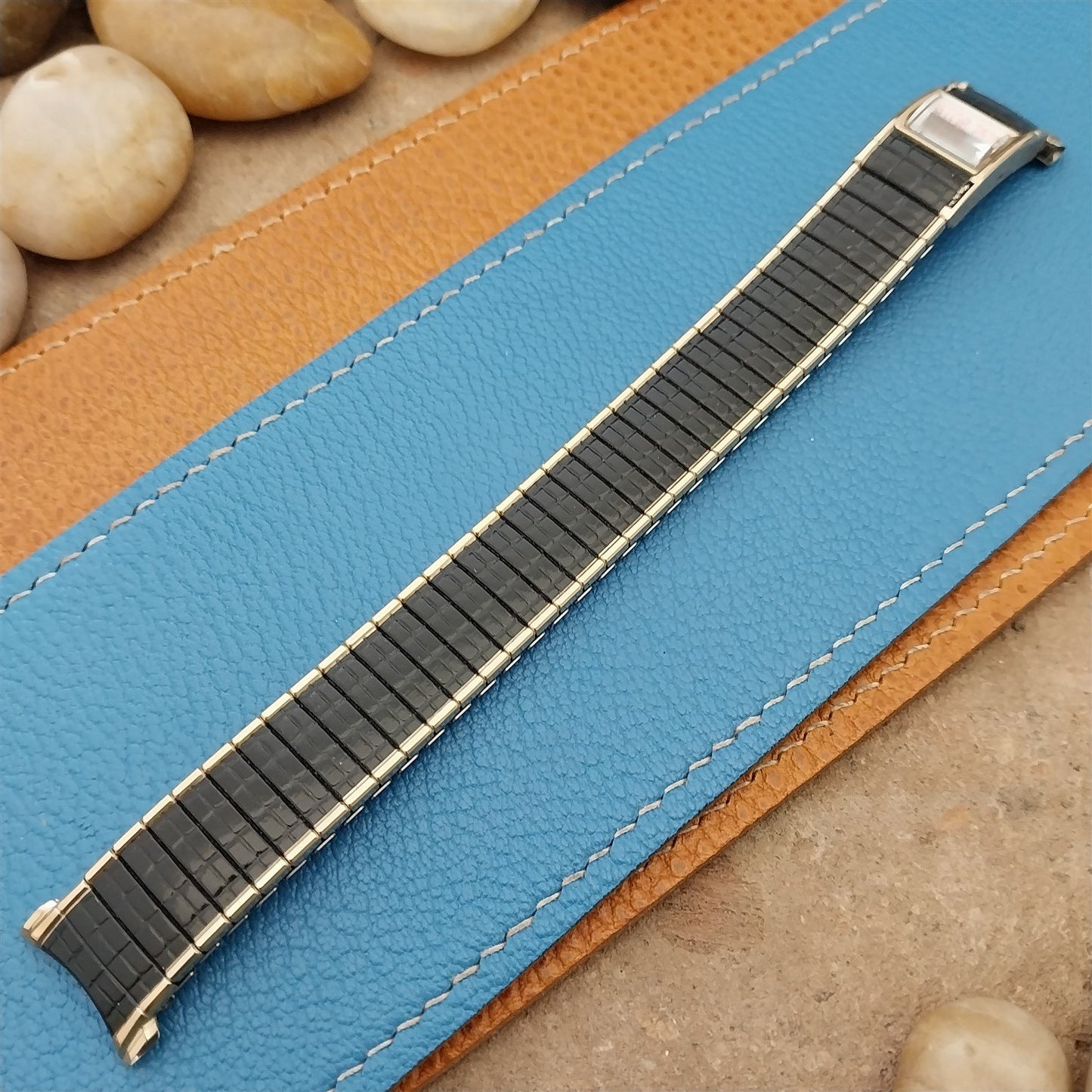 Speidel USA Romunda Long 1975/1976 Calendar Black & Gold Vintage Watch Band