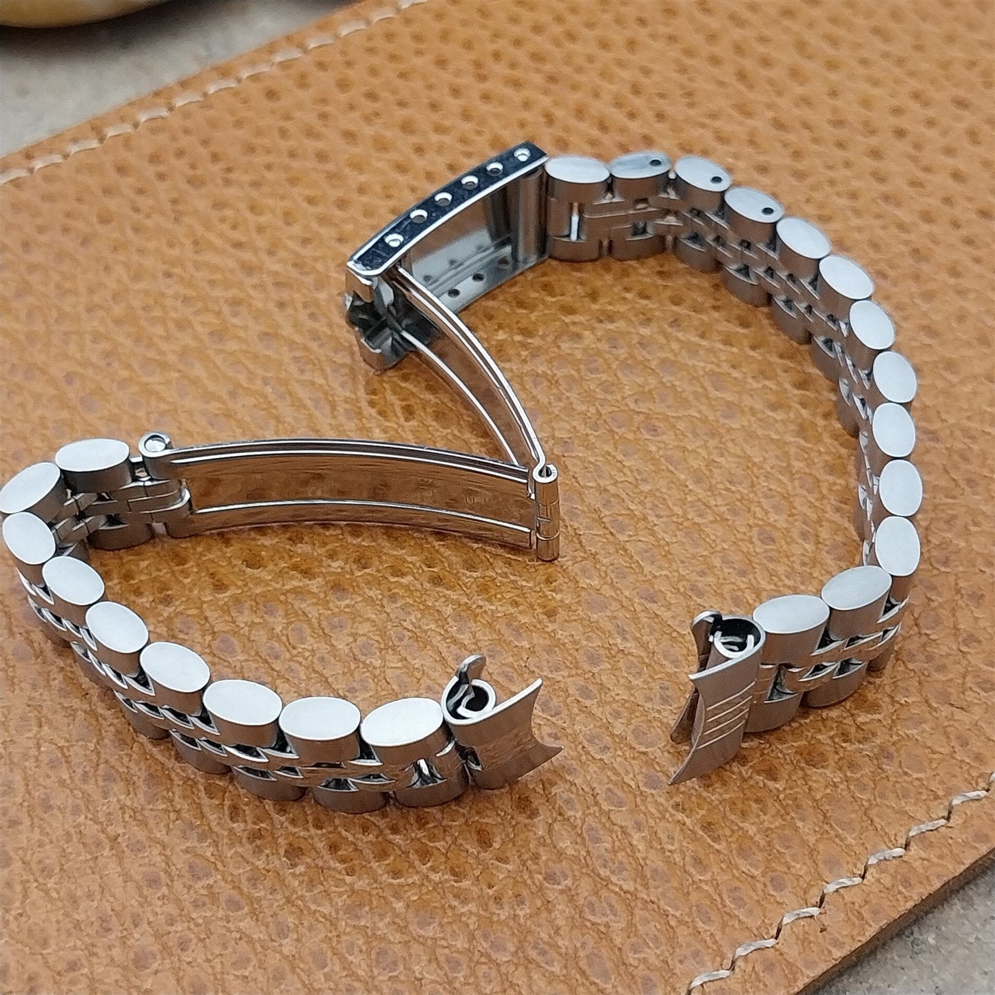 1/2" JB Champion Rice Beads Stainless Steel nos Womens Vintage Watch Band