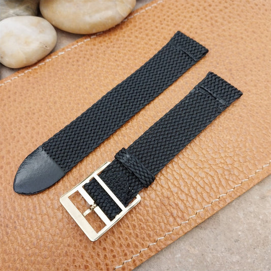 Vintage Braided Perlon 2-piece Black 18mm Classic 1960s Unused Field Watch Band