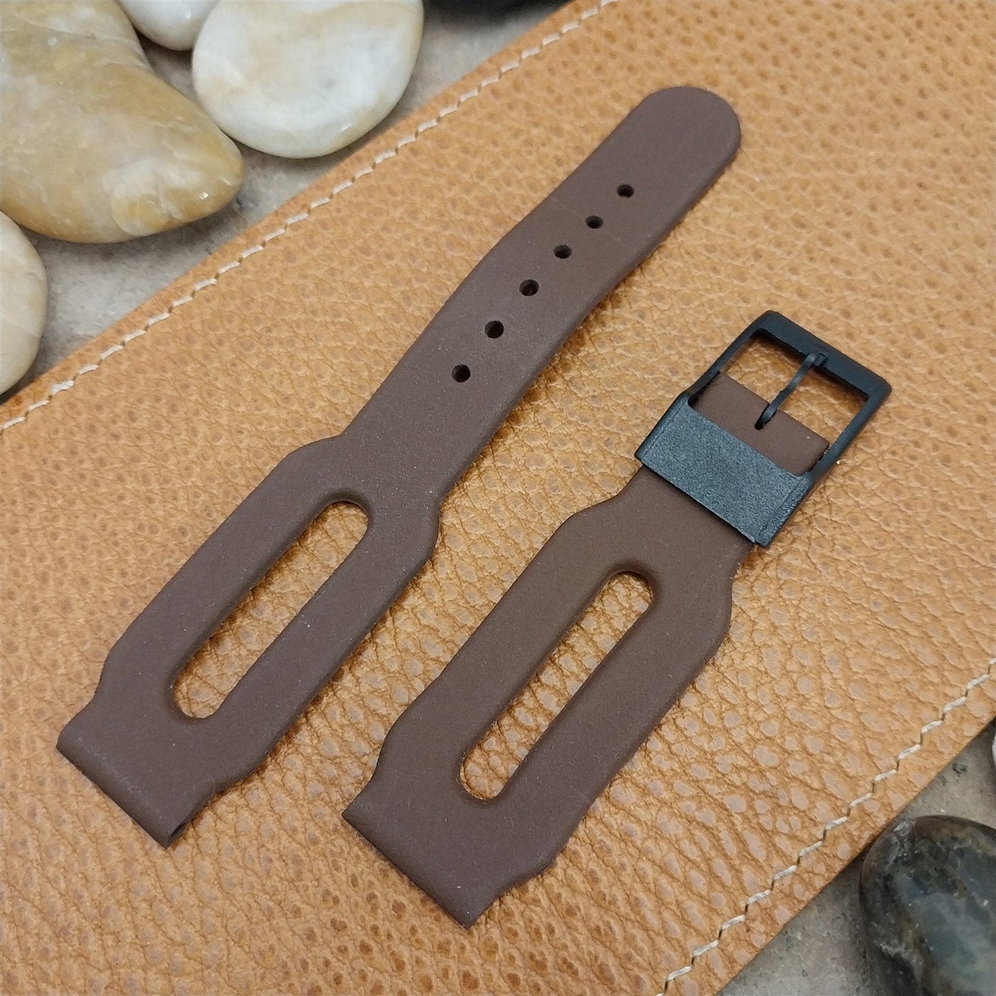 18mm Brown 1960s-1970s Space Age Mod Diver Swiss nos Vintage Watch Band