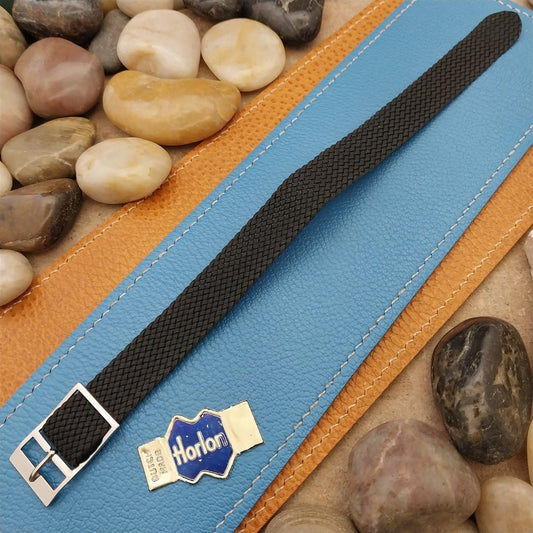 Vintage 16mm Black Braided Perlon Classic Single Pass Unused 1960s Watch Strap