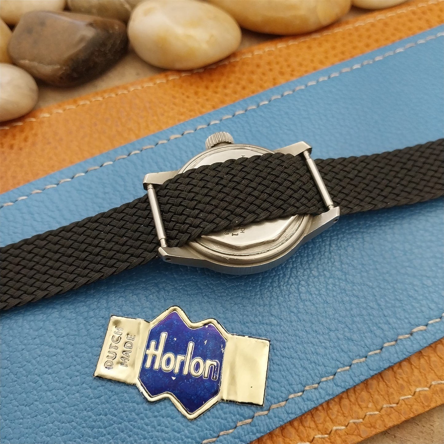 Vintage 16mm Black Braided Perlon Classic Single Pass Unused 1960s Watch Strap