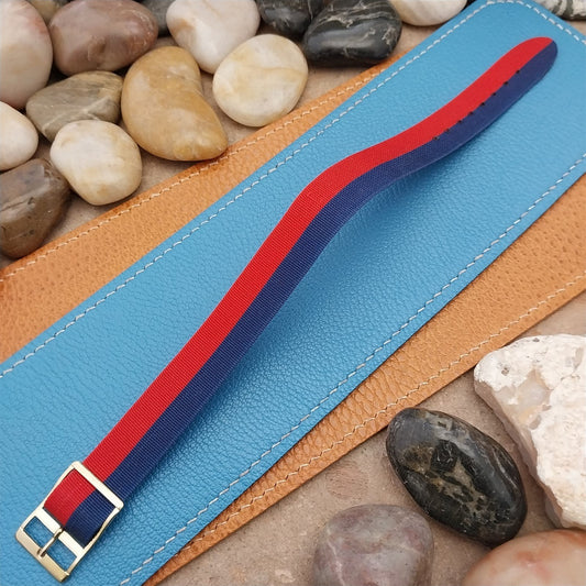 Perlon 16mm 1960s Reversible Red White & Blue Classic Unused Vintage Watch Band