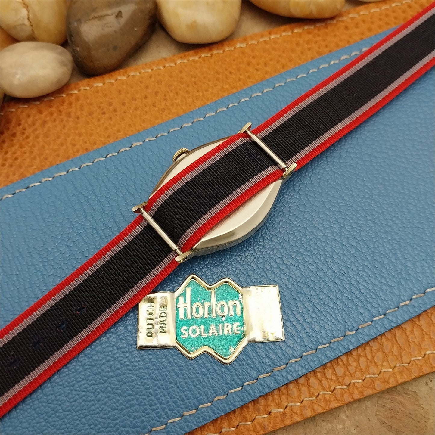 Vintage 16mm Striped Perlon Classic Single Pass Reversible NOS 1960s Watch Band