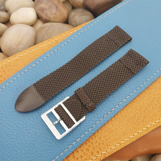 19mm Brown Perlon Mesh 2-piece Unused nos Unused 1960s 1970s Vintage Watch Band