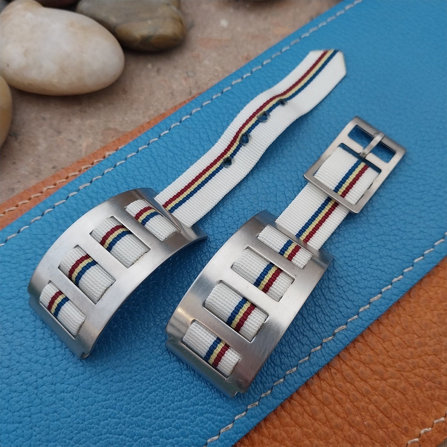 Vintage 19mm Stainless Steel & Nylon JB Champion nos Classic 1960s Watch Band