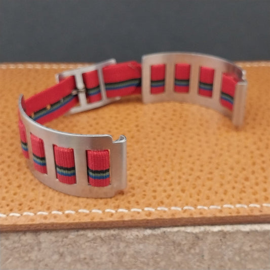 17.2mm Stainless Steel & Perlon JB Champion nos 1960s Vintage Watch Band