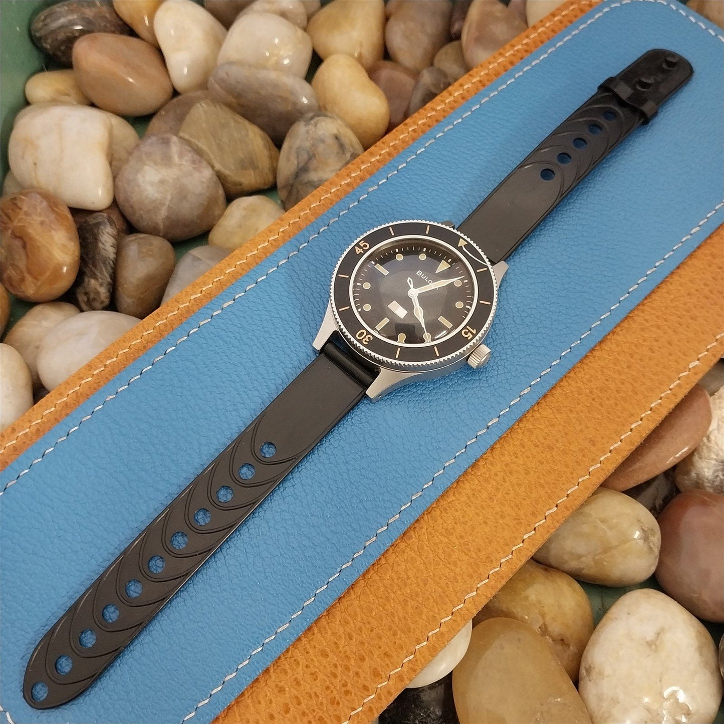 Vintage 5/8" Play Boy Pla-Safe Black Plastic Unused 1940s Classic Watch Band