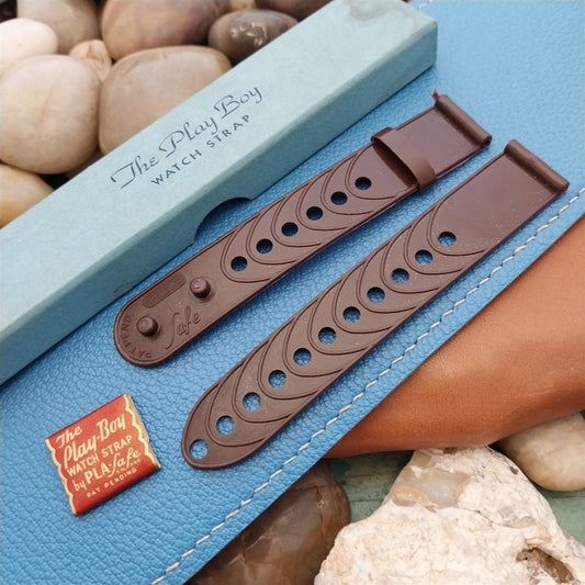 Classic 17mm Pla-Safe Brown Plastic nos Unused 1940s-1950s Vintage Watch Band