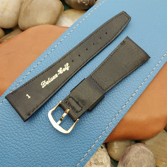 24mm Gemex USA Black Deluxe Calf nos Unused 1960s Vintage Watch Band