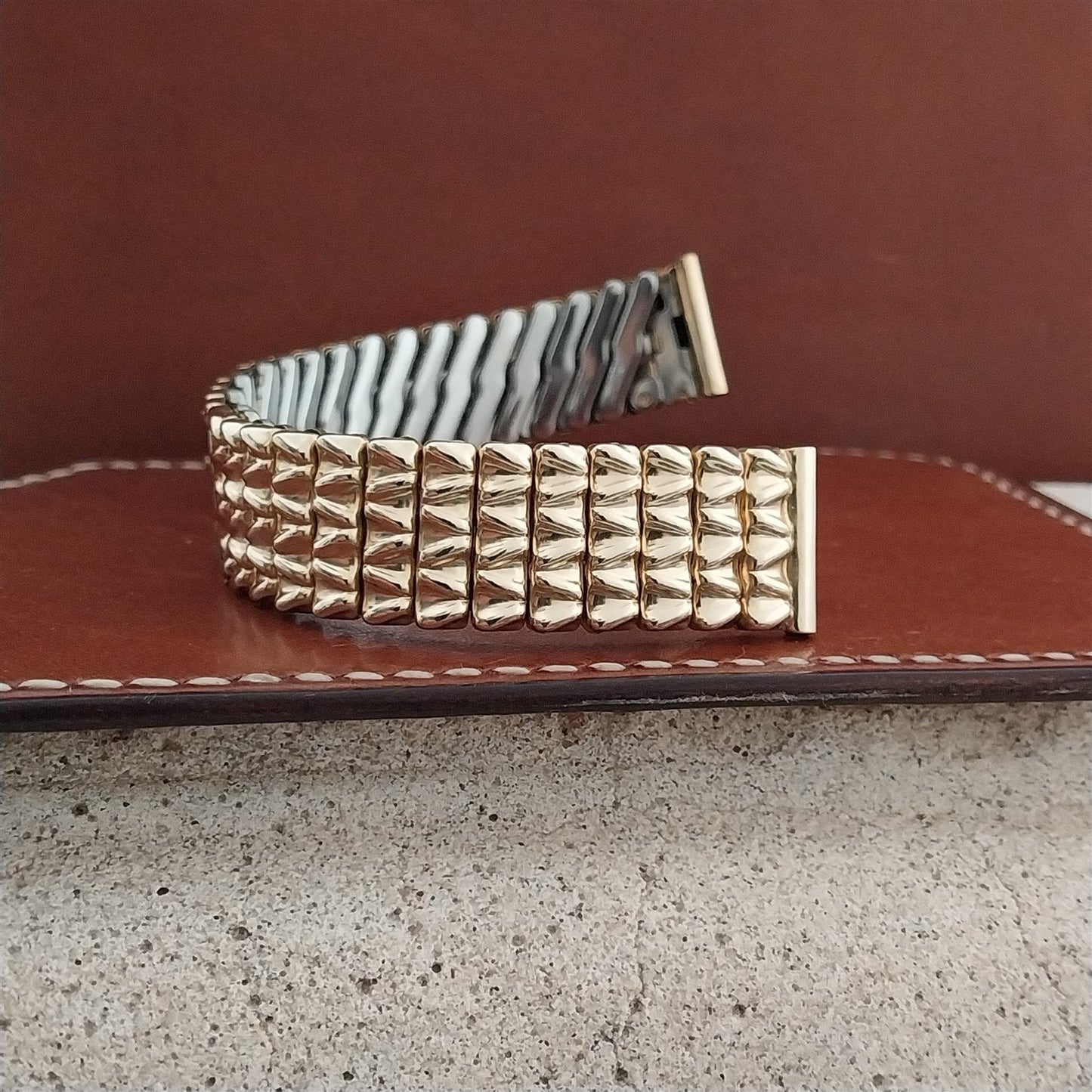 16mm 5/8" Bretton USA Monogram 12K Gold-Filled Unused 1940s Vintage Watch Band