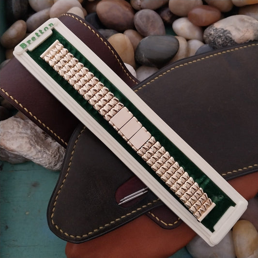 16mm 5/8" Bretton USA Monogram 12K Gold-Filled Unused 1940s Vintage Watch Band