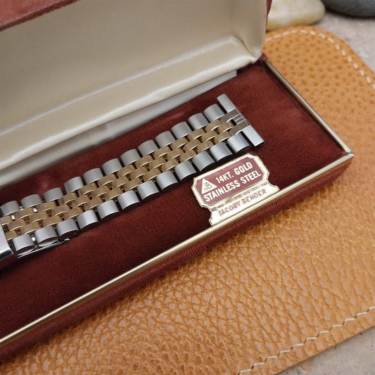 Solid 14k Gold & Stainless Steel JB Champion 1970s Vintage Watch Band