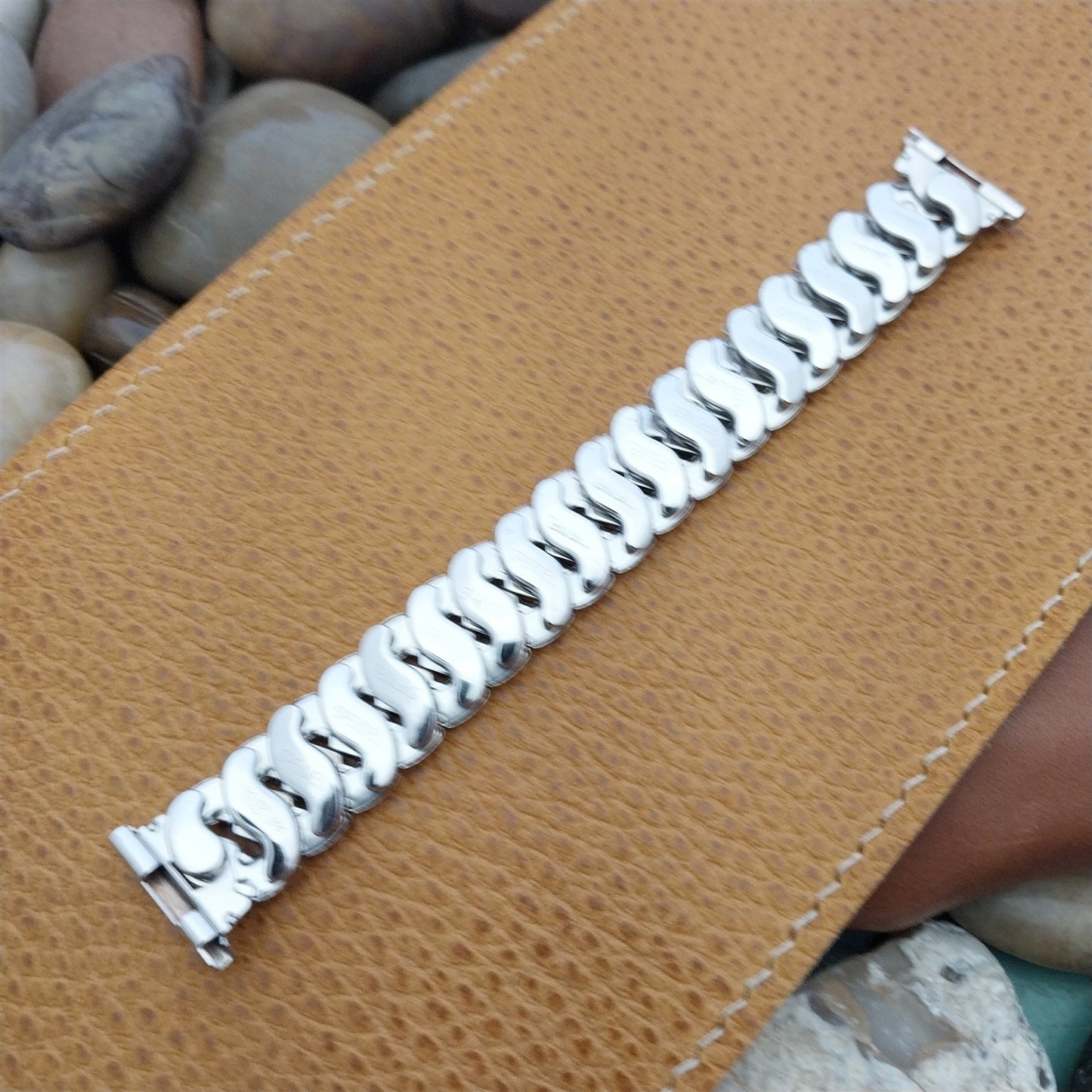 19mm 18mm White Gold-Filled Speidel Sir Galahad Short 1950s Vintage Watch Band