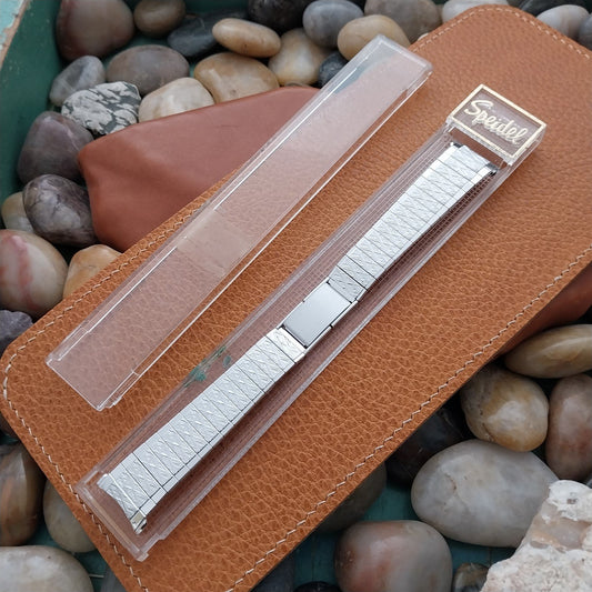 3/4" 10k White Gold-Filled Speidel USA Long nos 1971 Vintage Watch Band