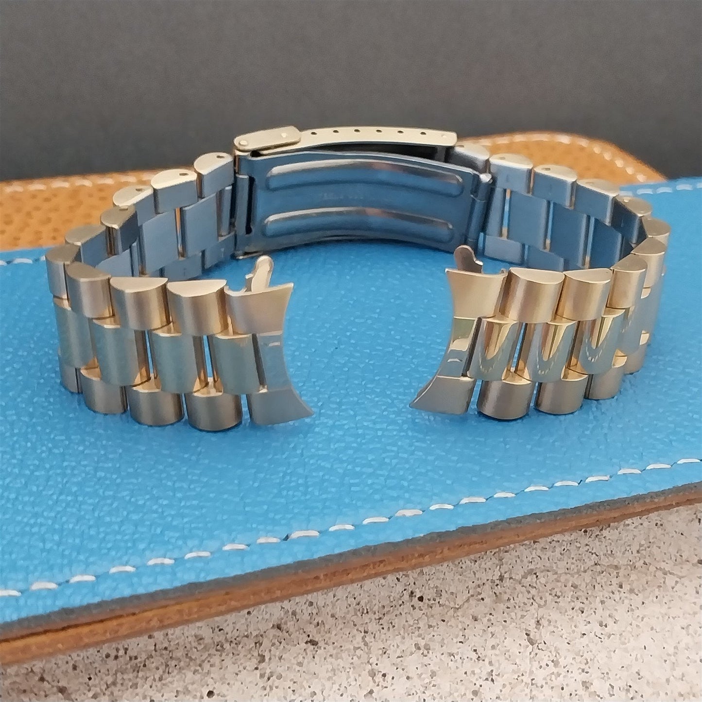 Vintage 19mm Yellow Gold-Tone President Solid Link Classic nos 1980s Watch Band