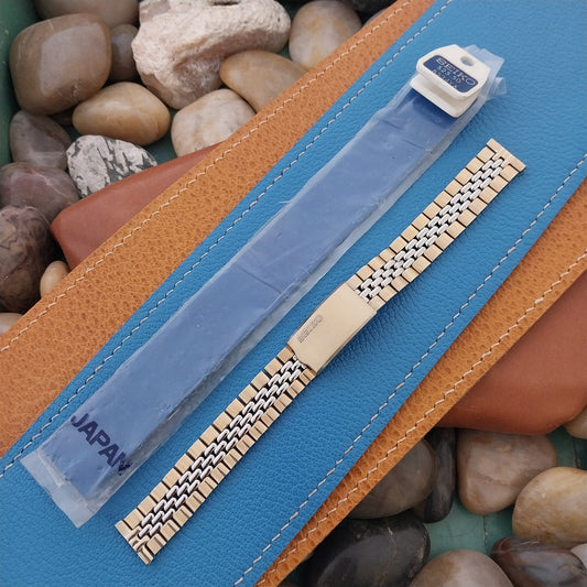 14mm Seiko Womens Beads of Rice Gold & Stainless Steel nos Vintage Watch Band