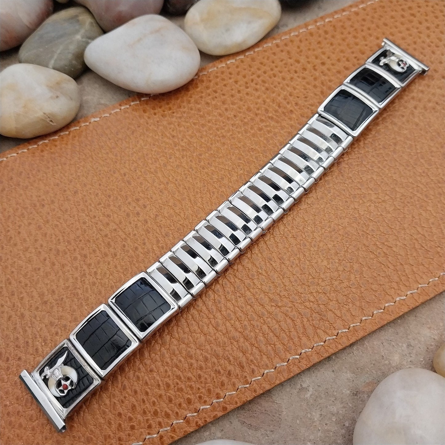 Long 19mm 18mm Stainless & Lizard JB Champion Shriner 1950s Vintage Watch Band