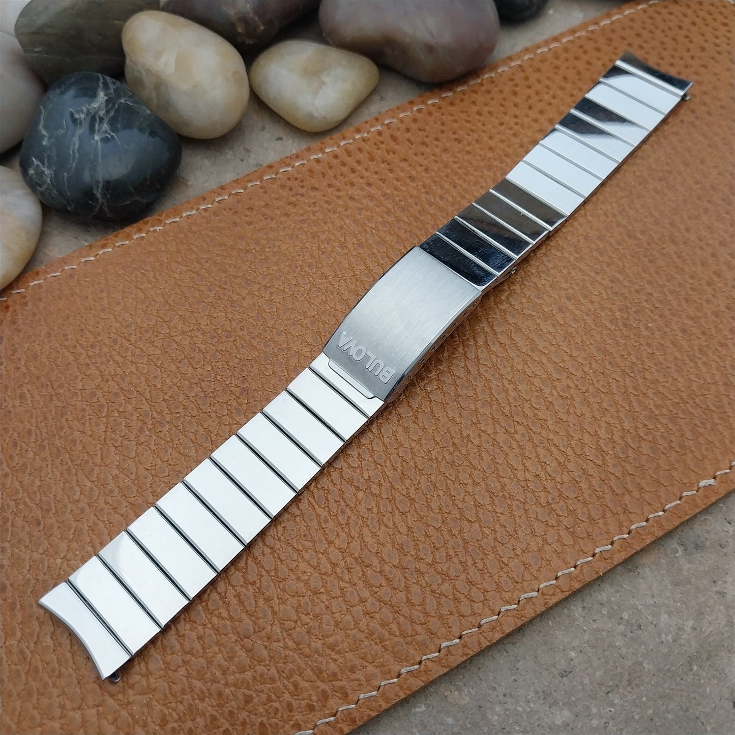 Vintage Bulova 17mm Stainless Steel Bar Link Baldwin Unused NOS 1970s Watch Band