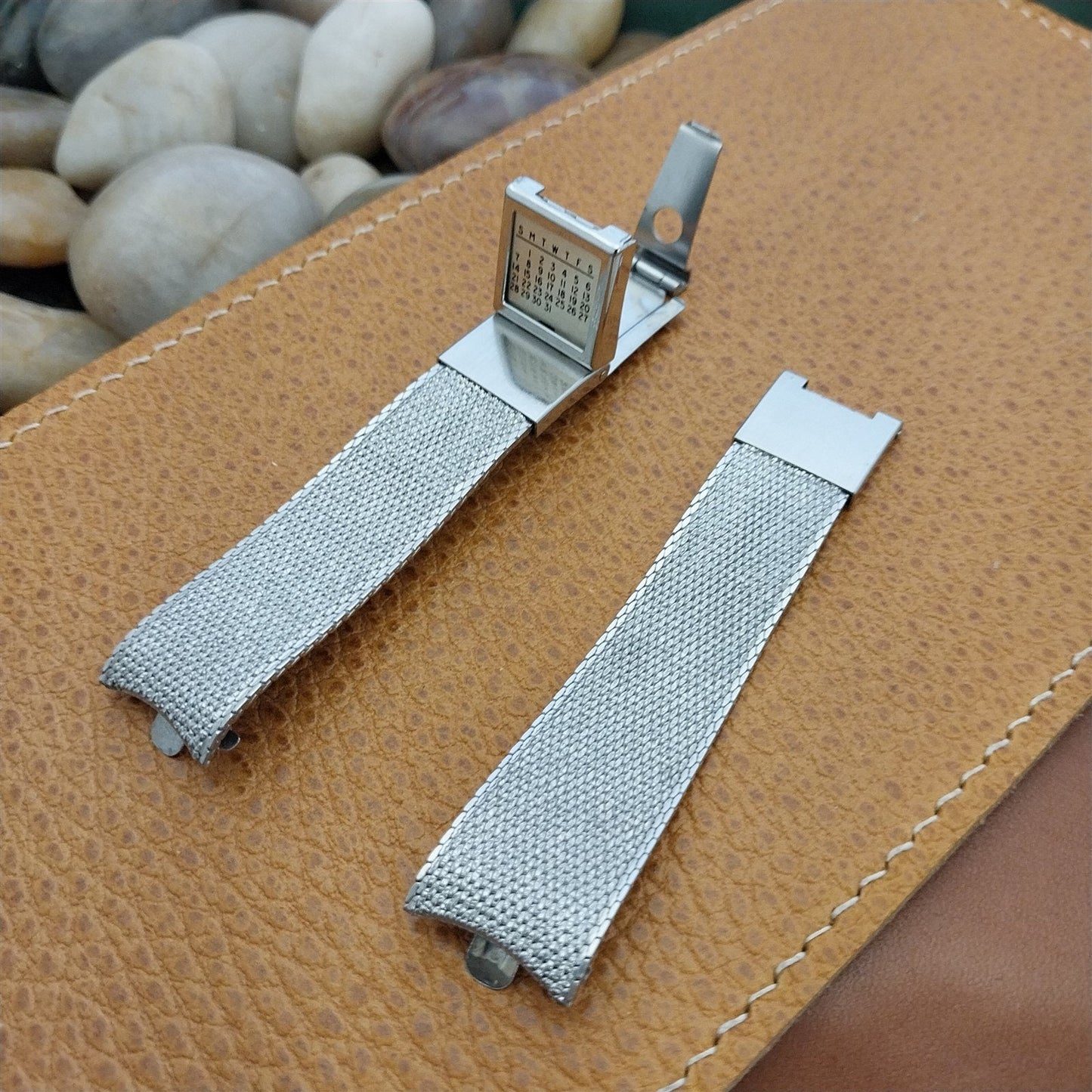 1960s 17.2mm Stainless Mesh Kreisler Perpetual Calendar Vintage Watch Band