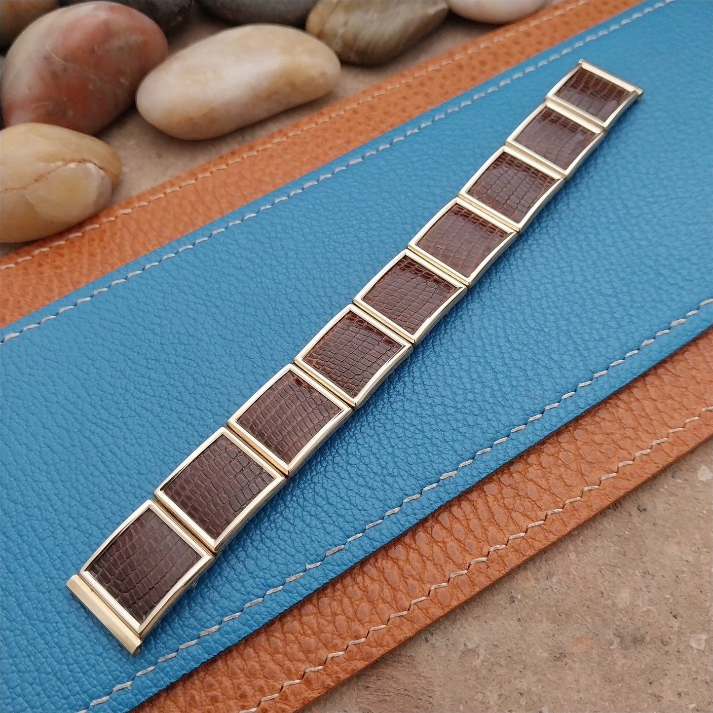1950s Vintage 5/8" Speidel Gold Filled &Lizard Unused Classic Stretch Watch Band