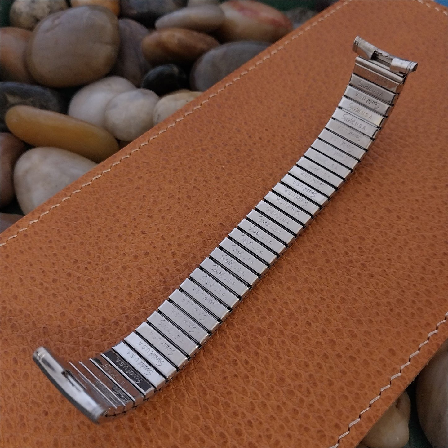 19mm 18mm Stainless Steel &Black Romunda Speidel Unused 1960s Vintage Watch Band