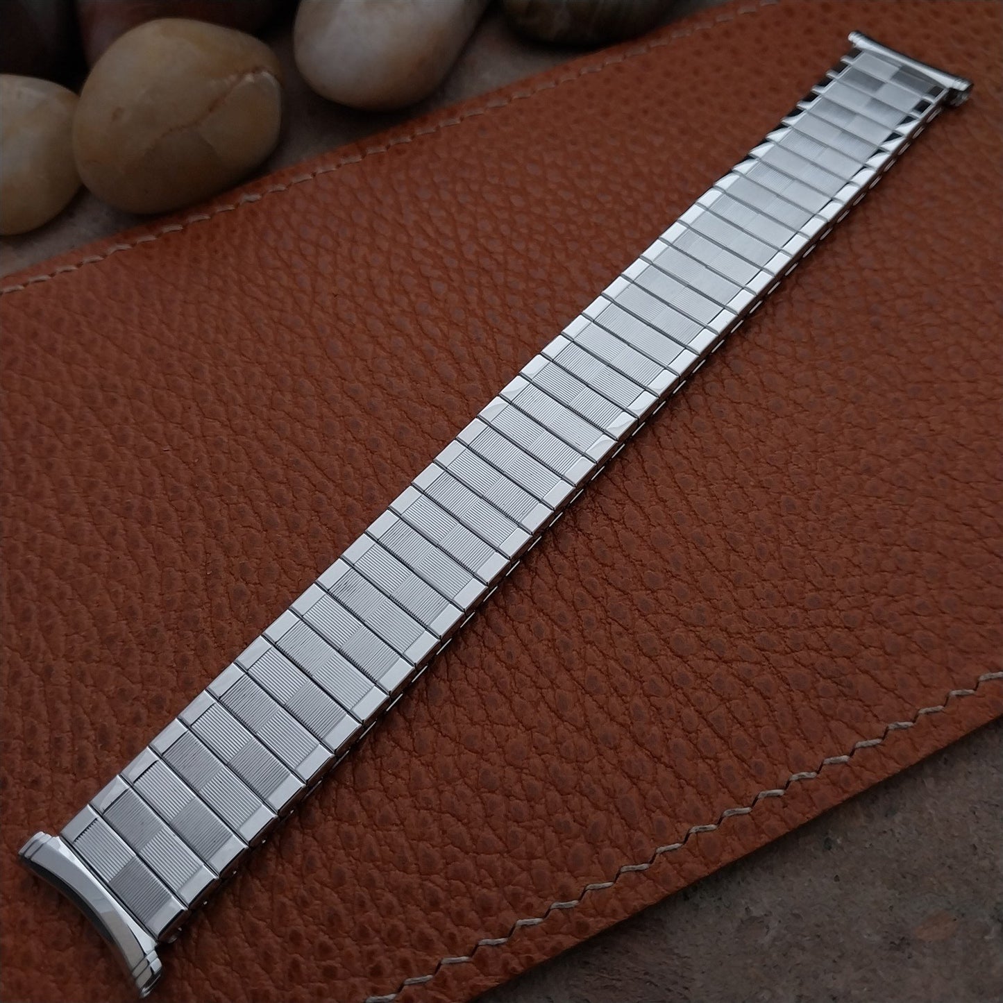 Vintage 19mm 18mm 16mm White Gold-Fill Speidel Domino Unused Classic Watch Band