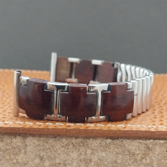 1950s Vintage Kestenmade Woodland Stainless & Wood NOS Unused Classic Watch Band