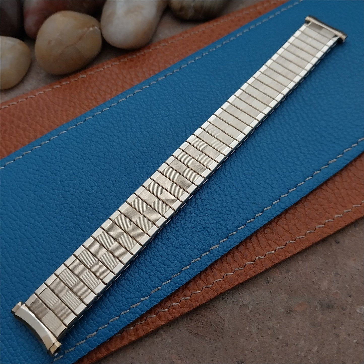 1970s Vintage Speidel Domino Long 19mm 17mm Yellow Gold-Fill Classic Watch Band