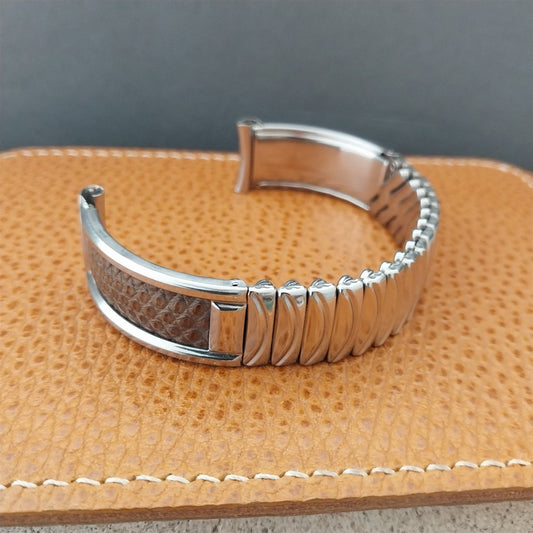 17mm 1940s Bretton Medalist Stainless Steel & Lizard Unused Vintage Watch Band
