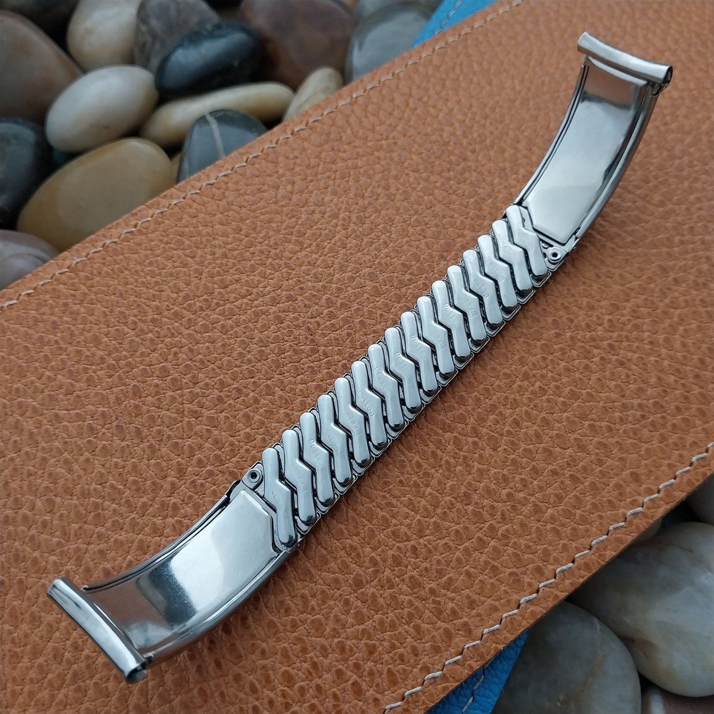 17mm 1940s Bretton Medalist Stainless Steel & Lizard Unused Vintage Watch Band