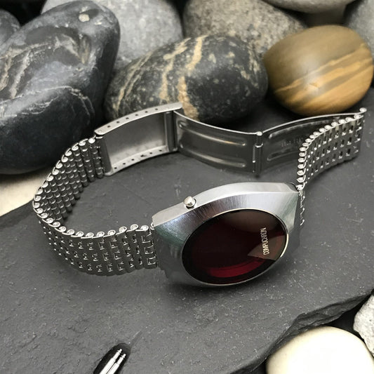 PARTS Compu Chron LED Stainless Steel Case & Vintage Watch Band Unused nos 1970s