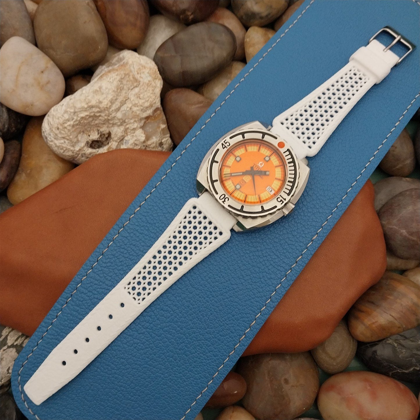 Vintage 20mm Swiss White Tropical Diver Unused Classic 1960s-1970s Watch Strap