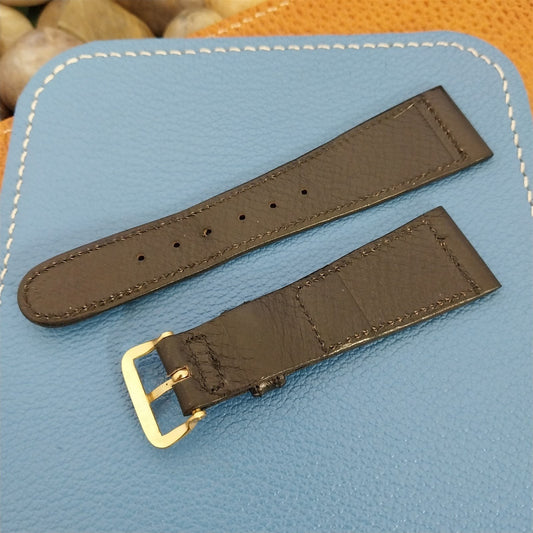 22mm Black Deluxe Calf Single Keeper Leather 1960s nos Unused Vintage Watch Band