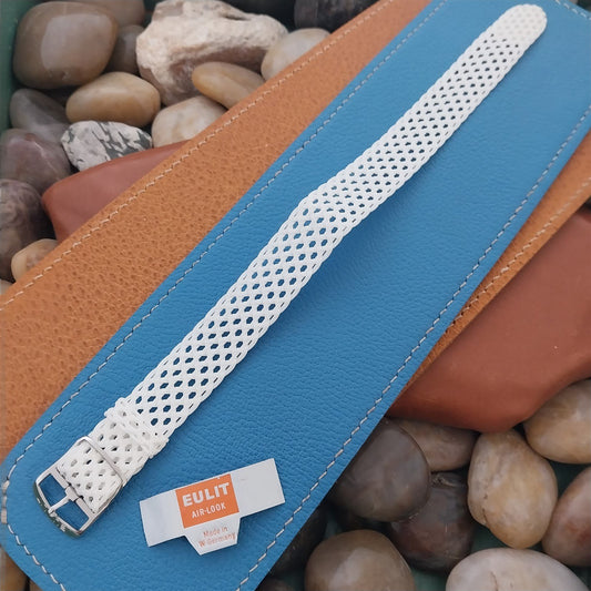 Vintage 16mm Perlon Mesh White Eulit Air Look 1960s Single Pass Watch Strap