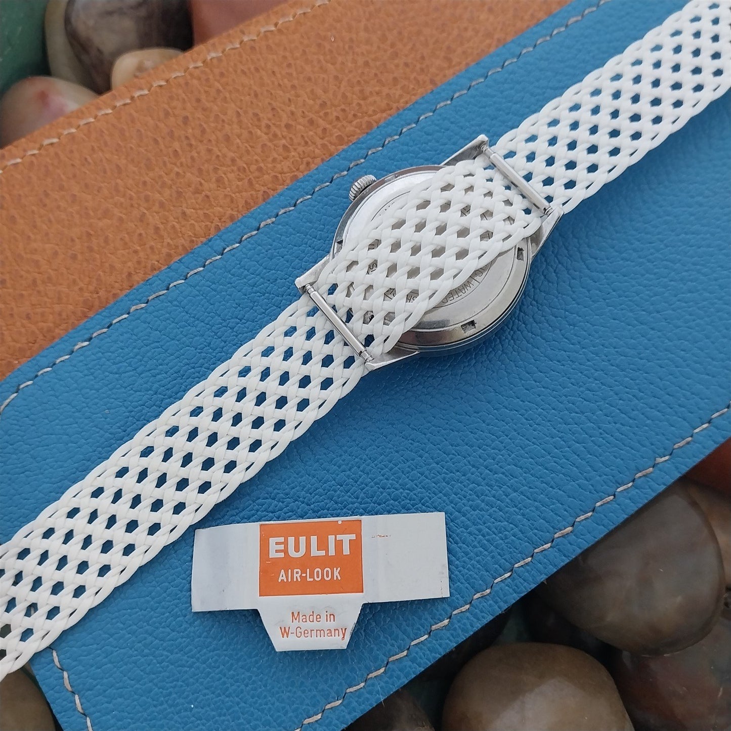 Vintage 16mm Perlon Mesh White Eulit Air Look 1960s Single Pass Watch Strap
