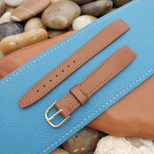 16mm Brown Leather Wire Lug Military Type Open End Hirsch nos Vintage Watch Band