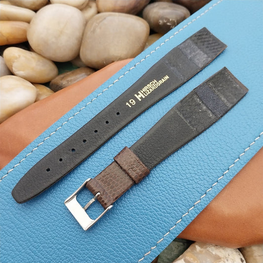 19mm Wire Lug Military Type Brown Lizard-Grain Hirsch Unused Vintage Watch Band