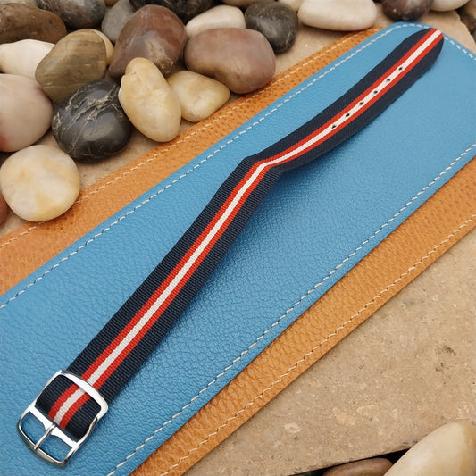 Vintage 18mm 1960s Striped Perlon Classic Single Pass Unused nos Watch Band